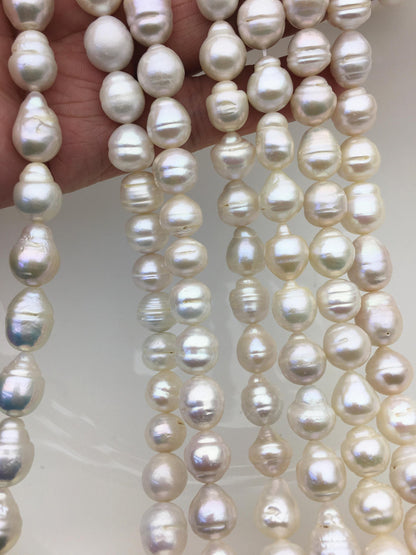 15.5'' AA 9-11mm white drop Edison Freshwater Pearl,ED12-T15