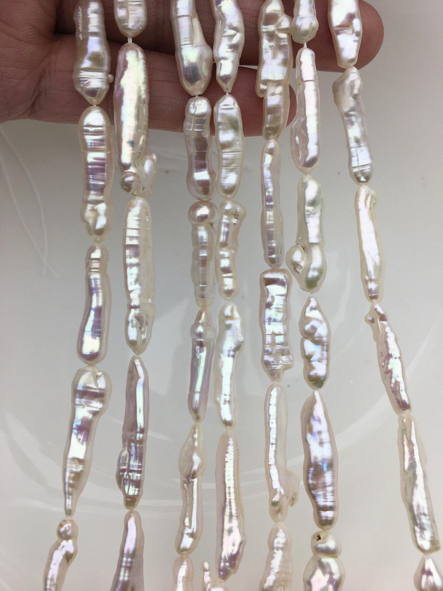 15.5'' AA+ 4-7mm White Toothpick pearls,ZS-80-18