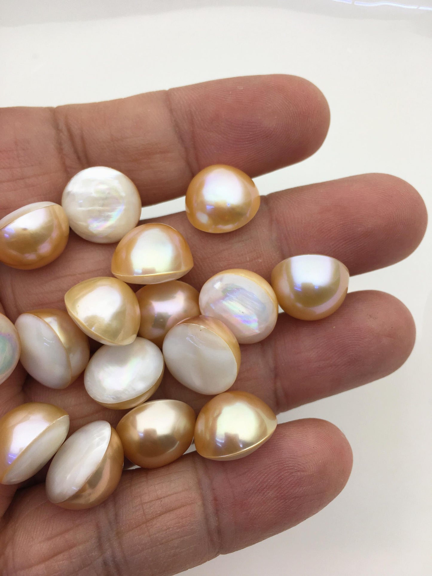 11pcs AAA 13-14mm Baroque Mabe Natural Orange Rainbow Freshwater Pearls,no hole,MB-T69