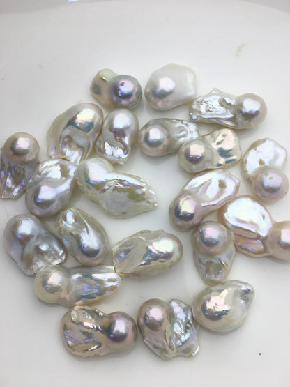 10pcs A+ 13-15mm White Flame ball Pearl - no hole,FL15-T5