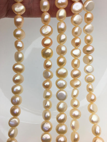 AAA 8-9mm orange peachnugget freshwater pearls,irregular nugget freshwater pearl strand,Bulk Supplier,china wholesale,LM8-T1