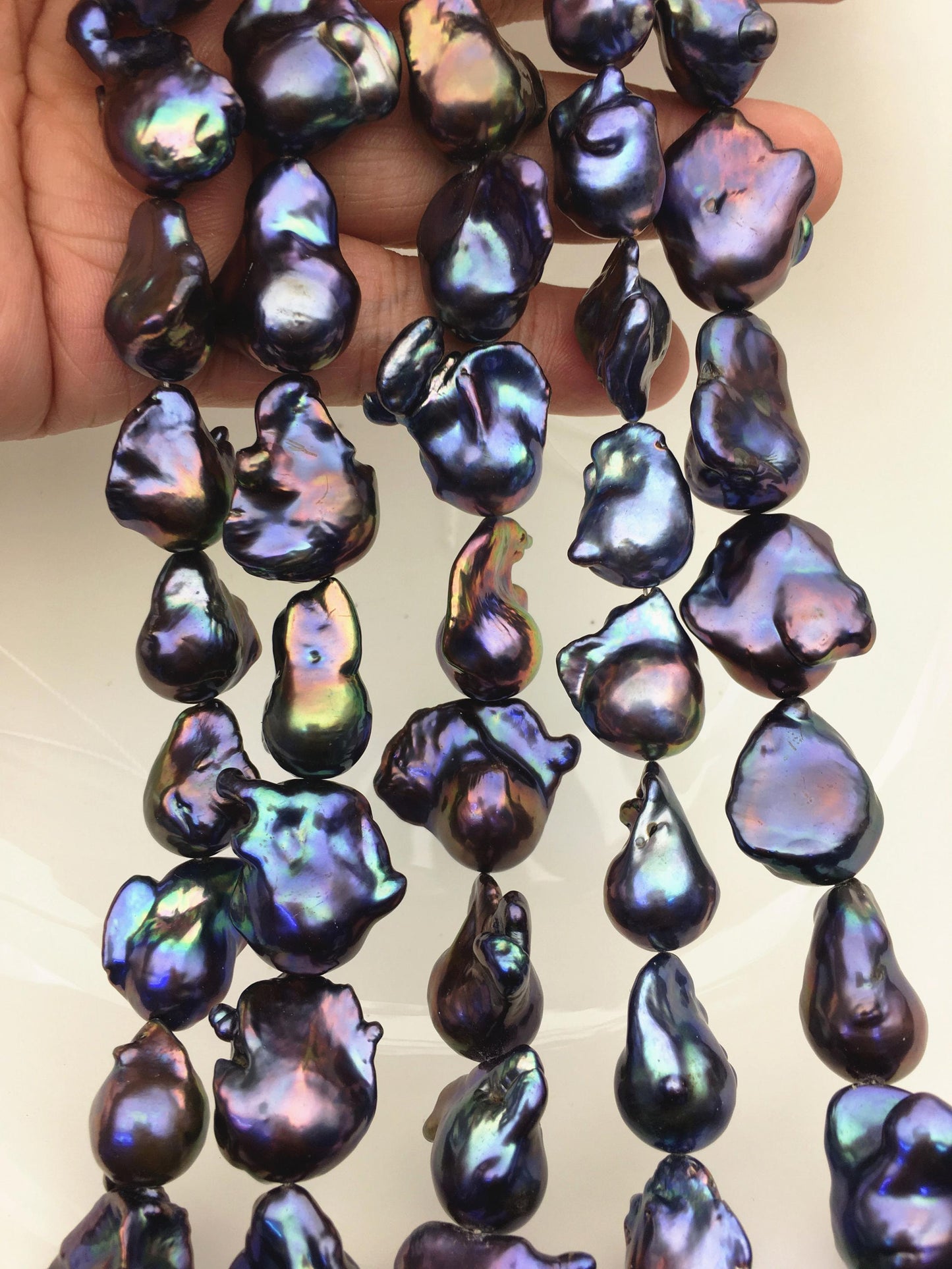 15.5'' AAA 12-17mm Black Rainbow flame ball pearl,FL15-3A-7-22