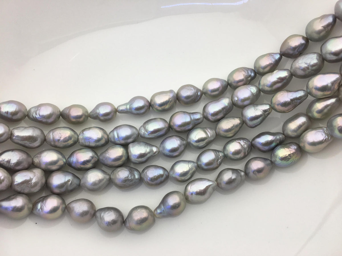 AA+ 10-12mm big gray baroque drop Edison Freshwater Pearl,ED12-2A-5-1