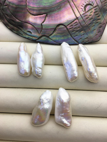 2 pairs AA+ 10-13mm Big Thick White Biwa keshi pearls Pairs,for make dangle earrings,baroque pearl,loose pearl beads,ZS-127-36-6