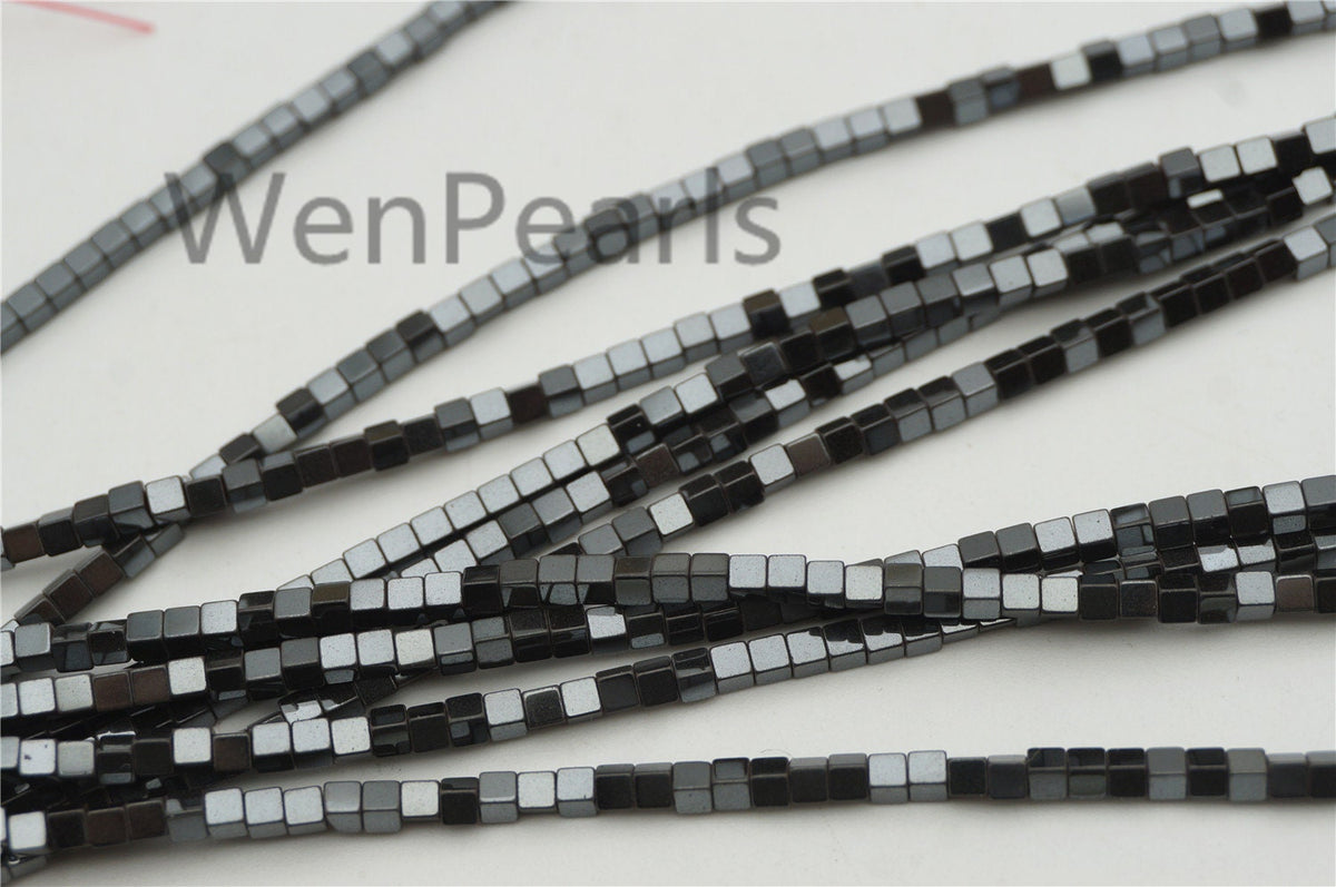 Hematite,1mm,2mm,3mm,4mm cube square Beads,AAA, SELECT SIZE,15.5 inches,G50-CU14-001