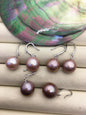 AAA 11-12mm purple oval near round edison pearl dangle earrings,SE3-T9-73