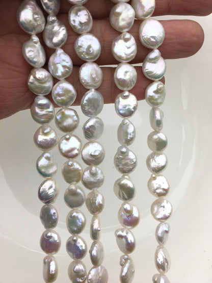 AA 10-11mm White Coin freshwater pearls,diy bead,flat round pearl bead,COIN12-2A-2-29