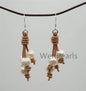 White Color Potato Pearl and dangle Leather Earrings- fashion earrings - Real leather - Select Leather Color - Le51-006