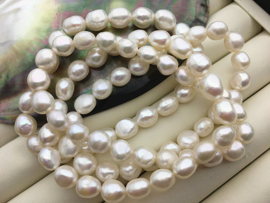 1pc 7'' AAA 7.4-8mm White nugget Freshwater pearl Elastic string Bracelet,baroque pearl bracelet,B8-066