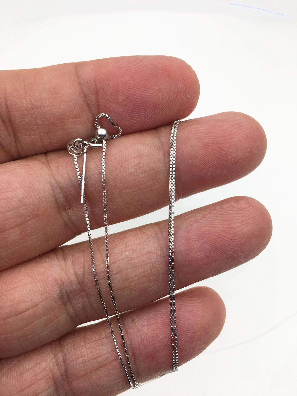 18'' Adjust s925 Sterling Silver 0.6mm Box chain Necklace With adjust Clasp,ASL-NC-6