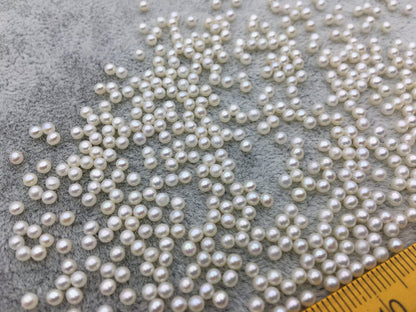 10pcs AAA 2.5-2.7mm white near round seed freshwater pearls,half hole,through hole, For Earrings or Rings,Birthday pearl,RP2-3A-2-1