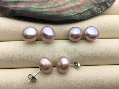 1 pair 11mm big purple nugget baroque round Pearl Stud Earrings,freshwater pearl earrings,Wedding,classic pearl studs,SE1-069-10