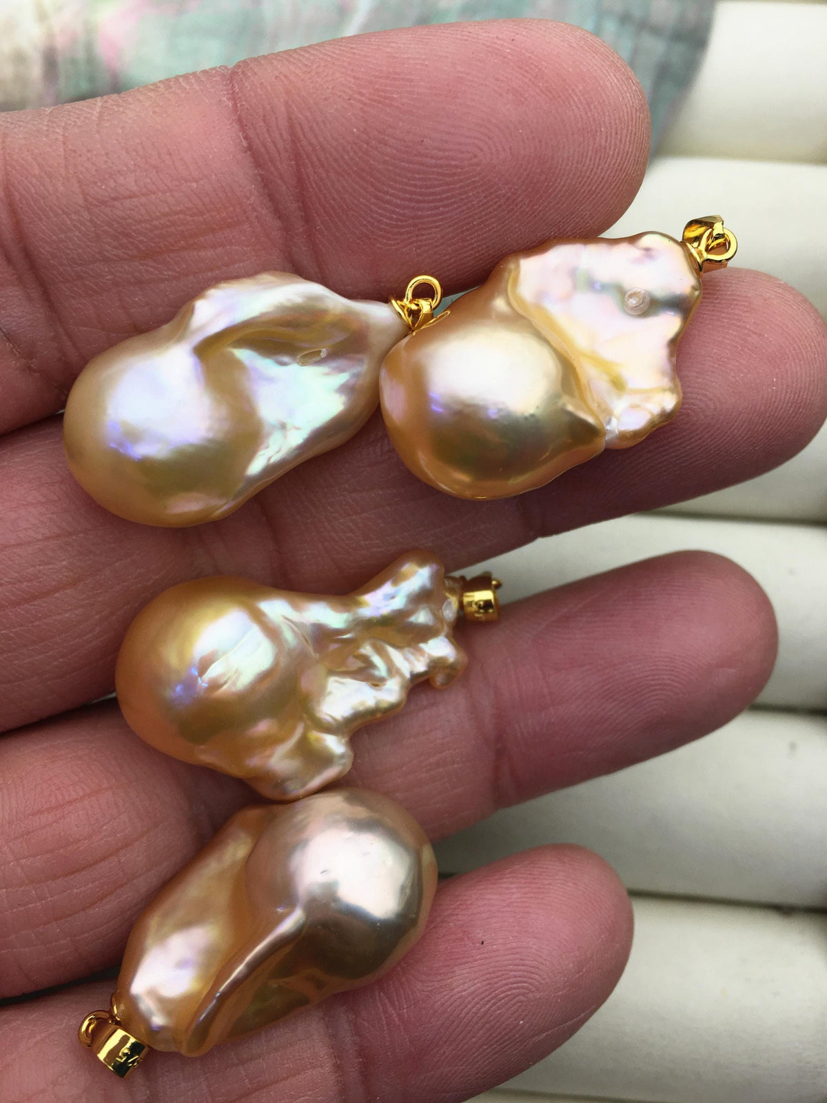1pc AAA 12-17mm natural Peach Orange baroque pearl pendant necklace, gold plated S925 Sterling silver pendant,NC1-072
