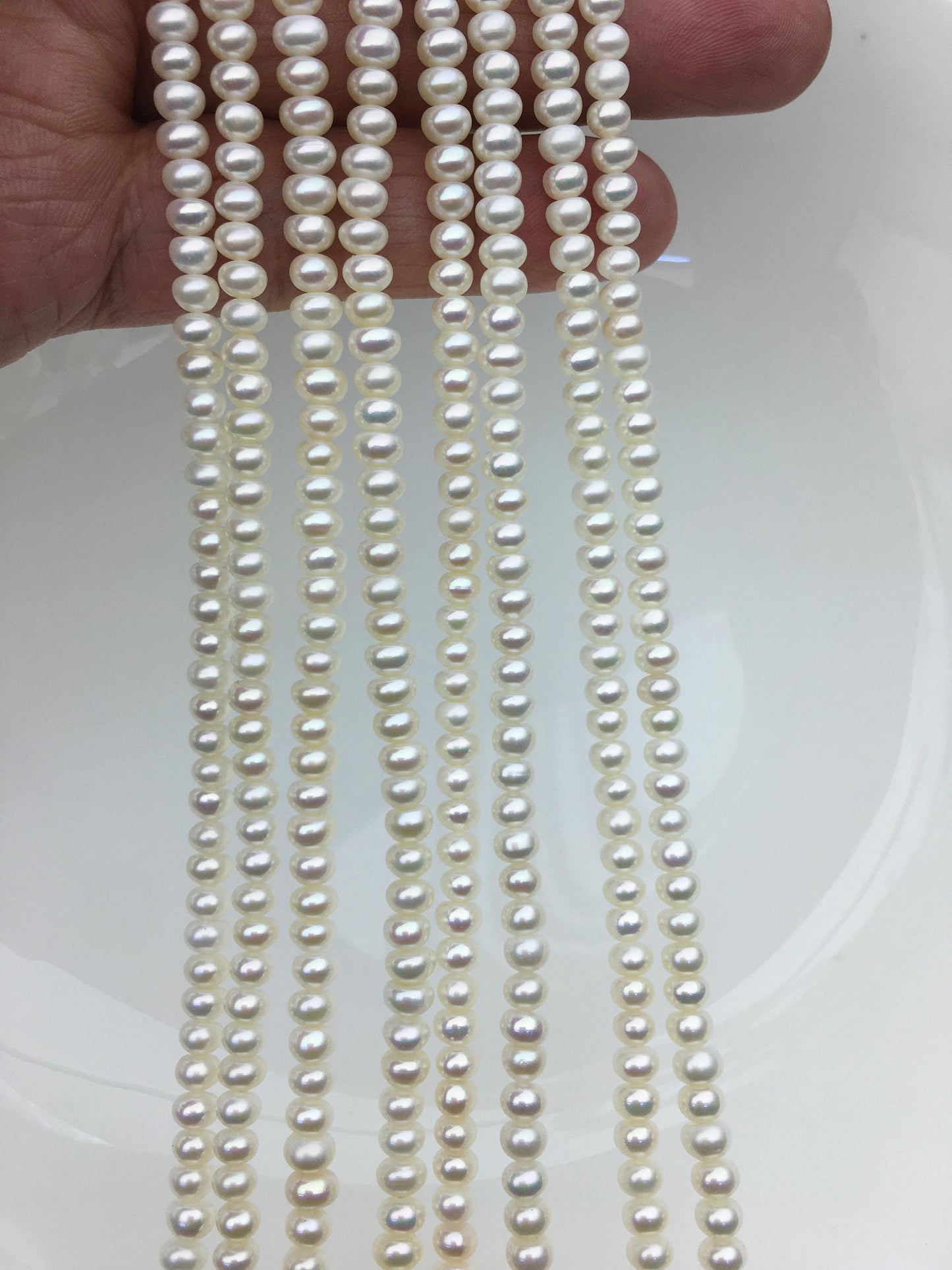 AAA 4.5-5mm tiny white button round Rondelle freshwater pearls,SM4-3A-41