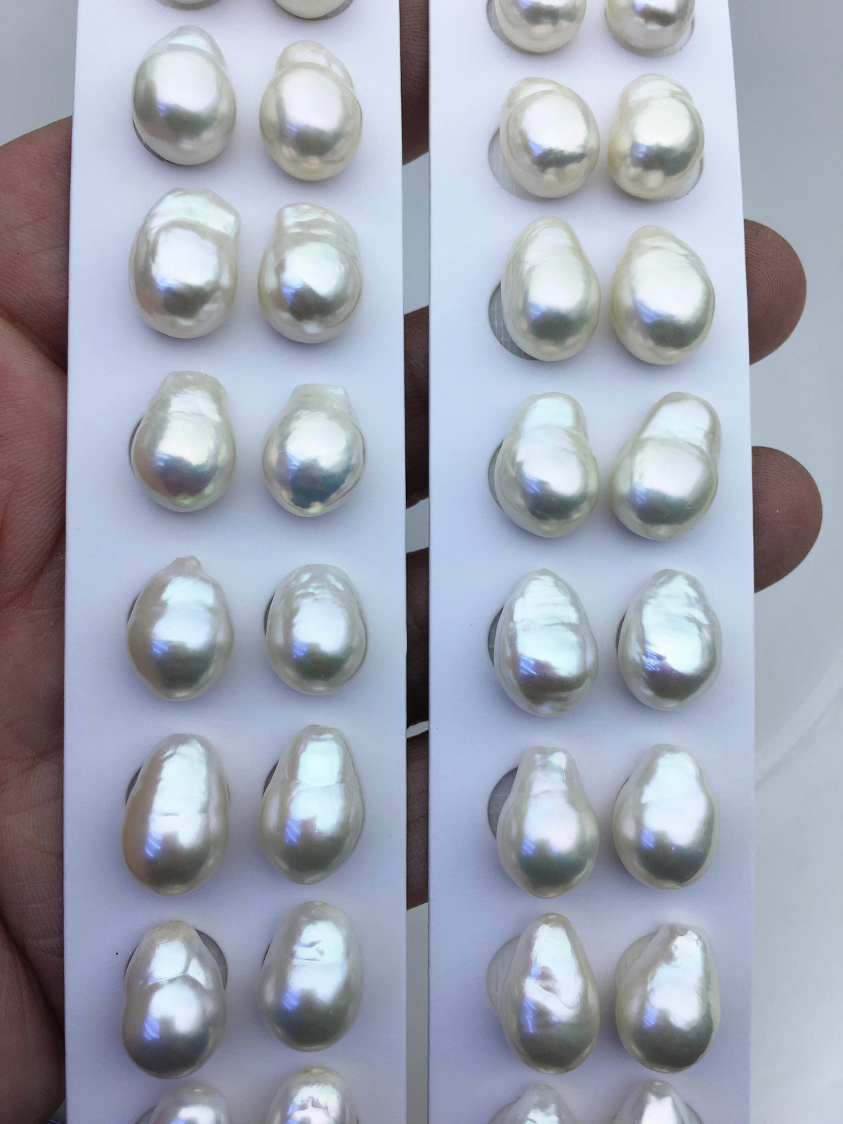 2 pairs AAA 10-11mm white long teardrop freshwater pearls, half hole,LR10-T3