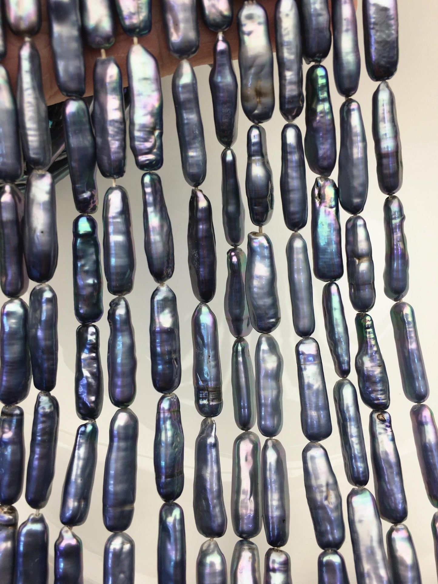 15.5'' AA+ 6-8mm Black Blue rectangle pearls,ZS-80-25-18