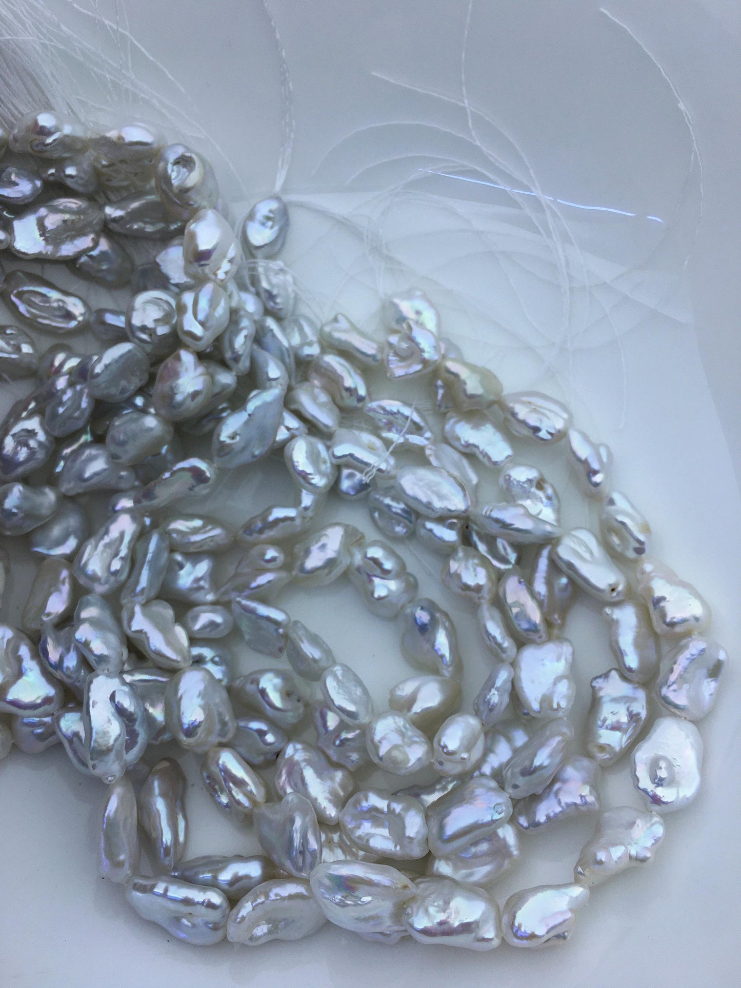 AA+ 9-11mm white long keshi Freshwater Pearl,ZS-200-60