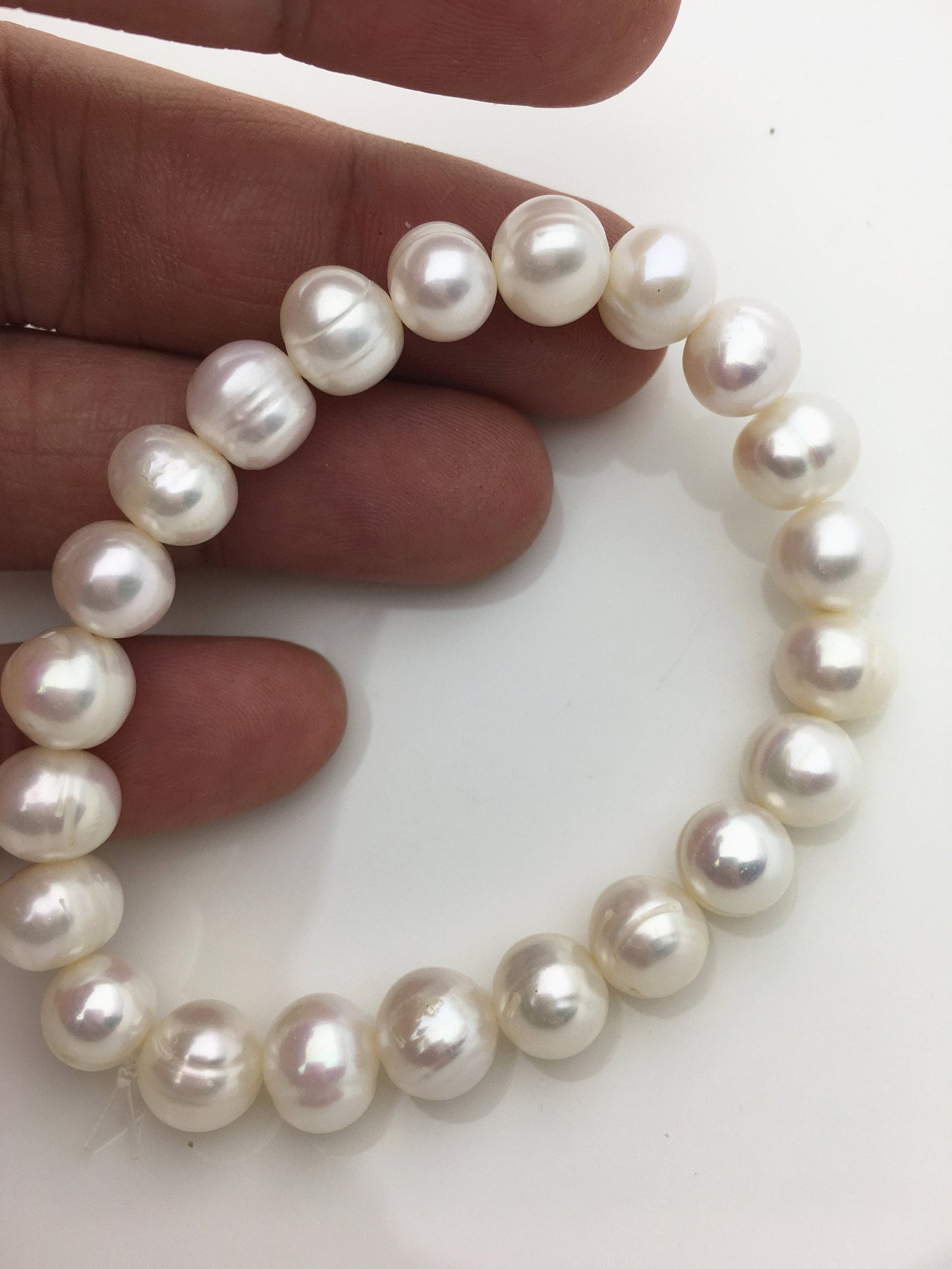 7'' 9.2-10.2mm white potato Freshwater pearl Elastic string Bracelet,B8-043