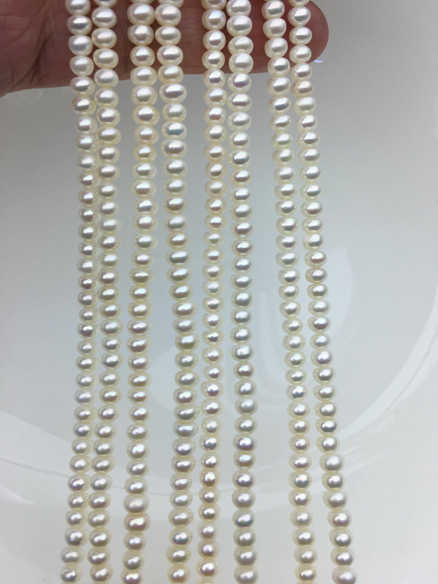 AAA 4.5-5mm tiny white button round Rondelle freshwater pearls,SM4-3A-41