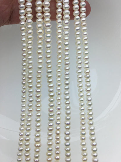 AAA 4.5-5mm tiny white button round Rondelle freshwater pearls,SM4-3A-41