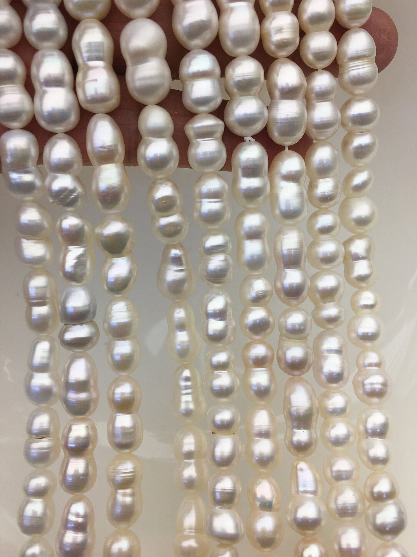 AAA 8-10mm White Gourd baroque pearls strand-white pearl,Grade White Baroque Gourd,DIY,high luster,ZS-114-15