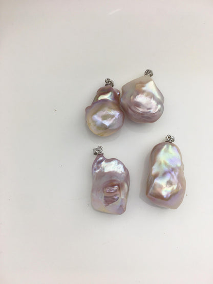 2pcs AAA 15-18mm Purple baroque diamond pearl pendant necklace,S925 Sterling silver pendant,NC1-041-14