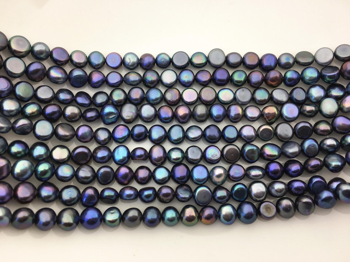 AAA 7-8mm blue black nugget freshwater pearls,irregular nugget freshwater pearl strand,LM7-T11