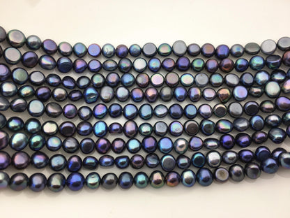 AAA 7-8mm blue black nugget freshwater pearls,irregular nugget freshwater pearl strand,LM7-T11