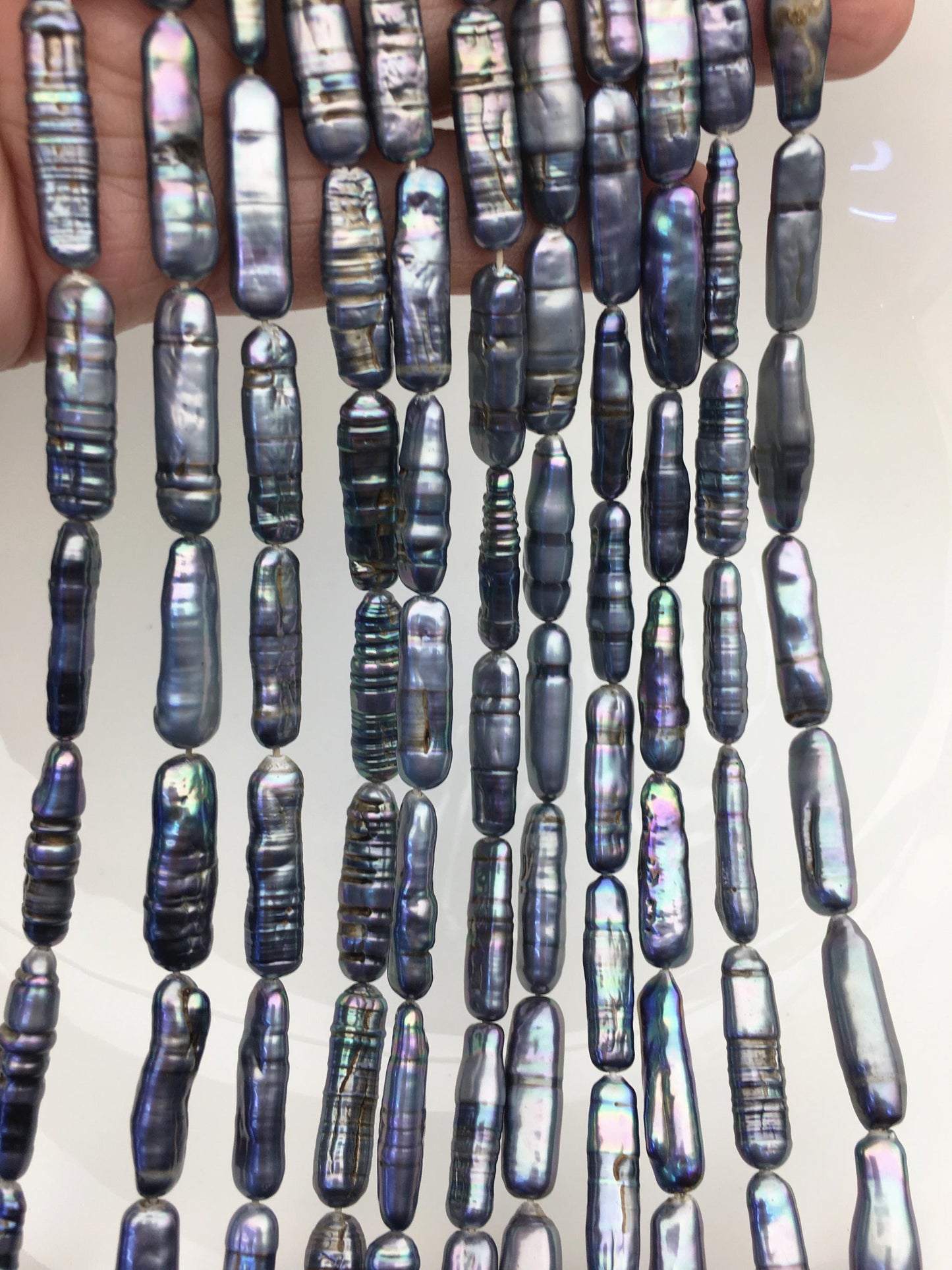 15.5'' AA 5-7mm Black Blue rectangle pearls,ZS-80-25-1