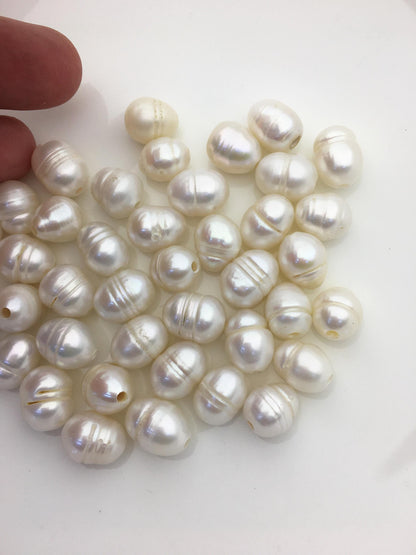 30pcs AA+ 10.2-11.2mm white rice freshwater pearls,2.2mm large hole,LR11-2A-1