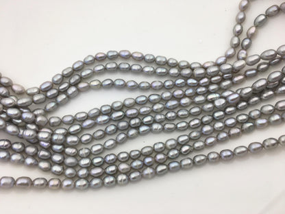 2 strands AA 5-5.5x5-7mm gray rice freshwater pearls,LR5-T1