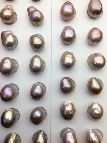 1 pair AAA 11-12mm Purple Rainbow baroque drop edison freshwater pearl Pair,ED11-3A-2-1