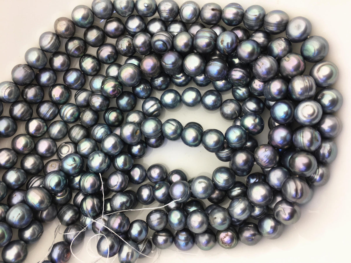 16.5'' AA+ 11.5-12.5mm Blue Gray big potato freshwater pearls,CR12-2A-3