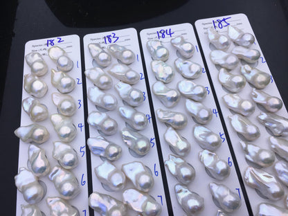 AAA 13-15x18-22mm White Flame ball Pearl Pairs - large Baroque freshwater pearl pairs,top half hole,FL15-3A-8-73
