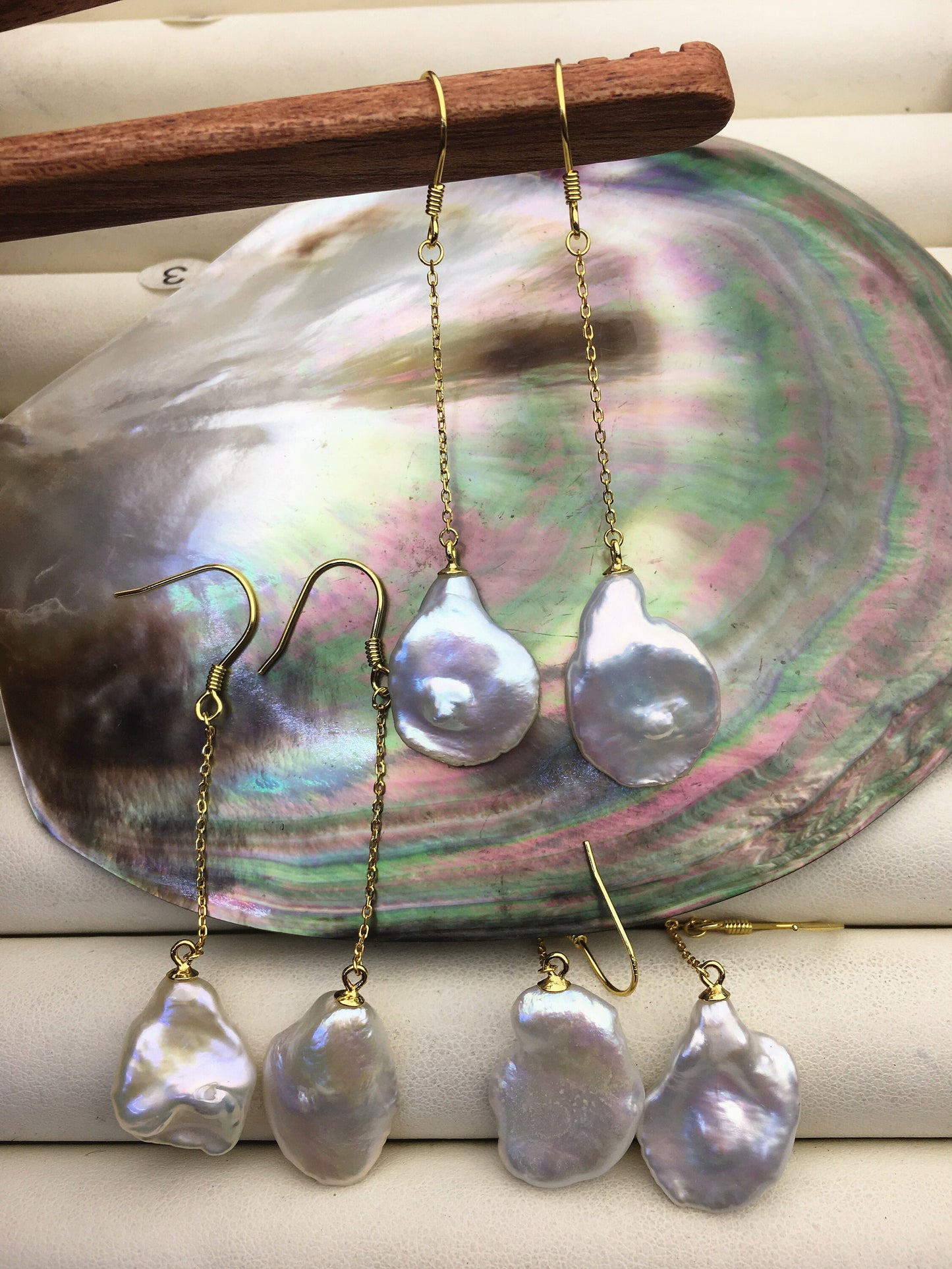 AAA White Keshi pearl Tassels dangle earrings,S925 Sterling Sliver pearl earrings,pearl for women,SE3-T3