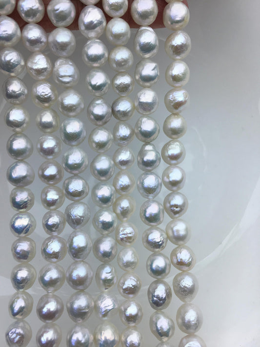 AA+ 8-10mm white baroque near round Edison Freshwater Pearl,ED12-2A-5-47