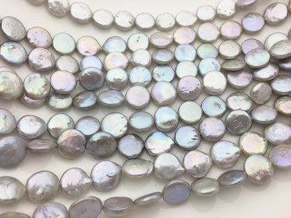 AA+ 11-12mm Gray Coin freshwater pearls,good quality,diy bead,flat round pearl bead strings,COIN11-T2