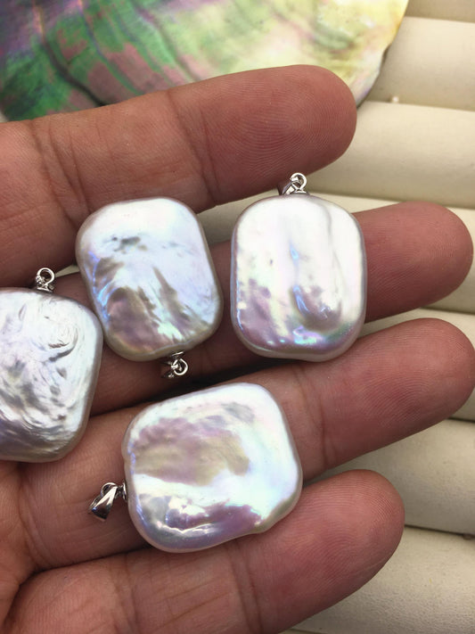 2pcs AA+ 20-22mm Big Rectangle Baroque freshwater pearl pendant,NC1-032