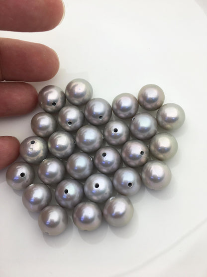 5pcs AAA/AA+ 13-14mm gray round freshwater pearls,2.2mm large hole,RP13-T9