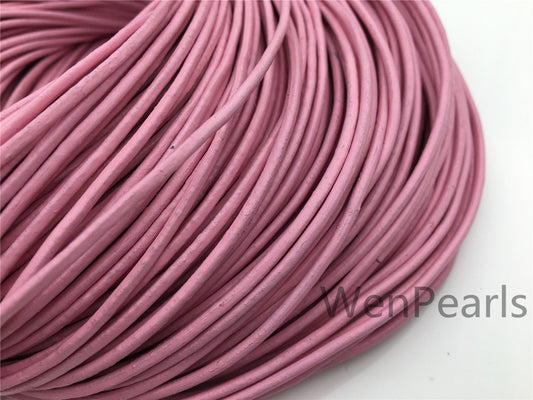 1.5mm,2mm Pink Leather Cord,1 yard,5 yards,10 yards,round leather cord,DIY leather cord,LC2-113