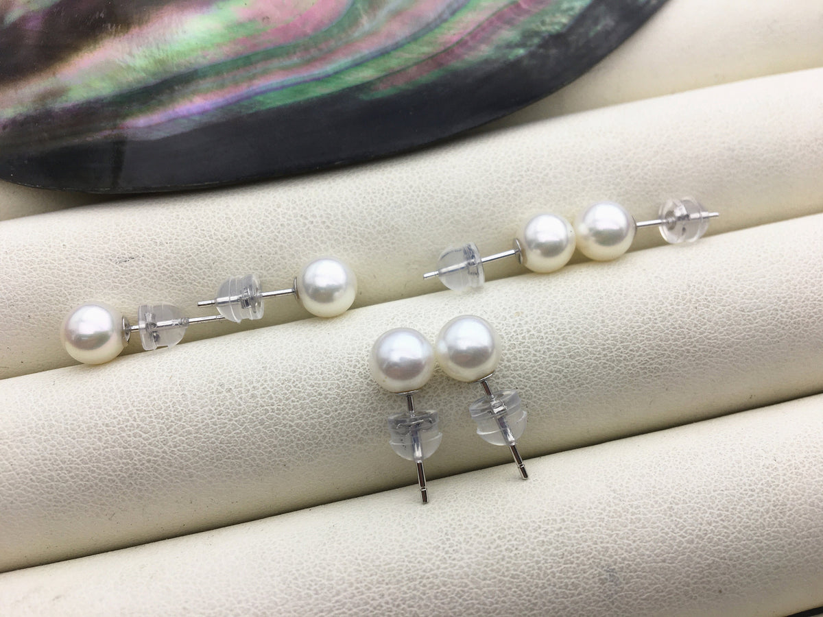 AAA 6.5-7mm round pearl stud earrings,cultured pearl beads,natural pearls,SE3-076