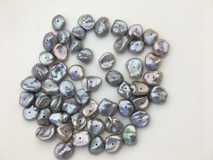 25pcs AA+ 9-10mm Gray Keshi freshwater pearls,center drill,ZS-127-T4