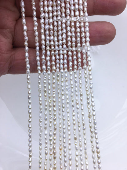 AA+ 2.3-2.5x3-4mm white rice freshwater pearls,rice loose pearl beads,diy pearl,genuine pearl,Cultured pearl,diy pearl beads,LR2-2A-5