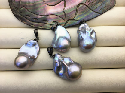 1pc AA+ 13-17mm big gray baroque pearl pendant necklace,S925 Sterling silver pendant,NC1-T31