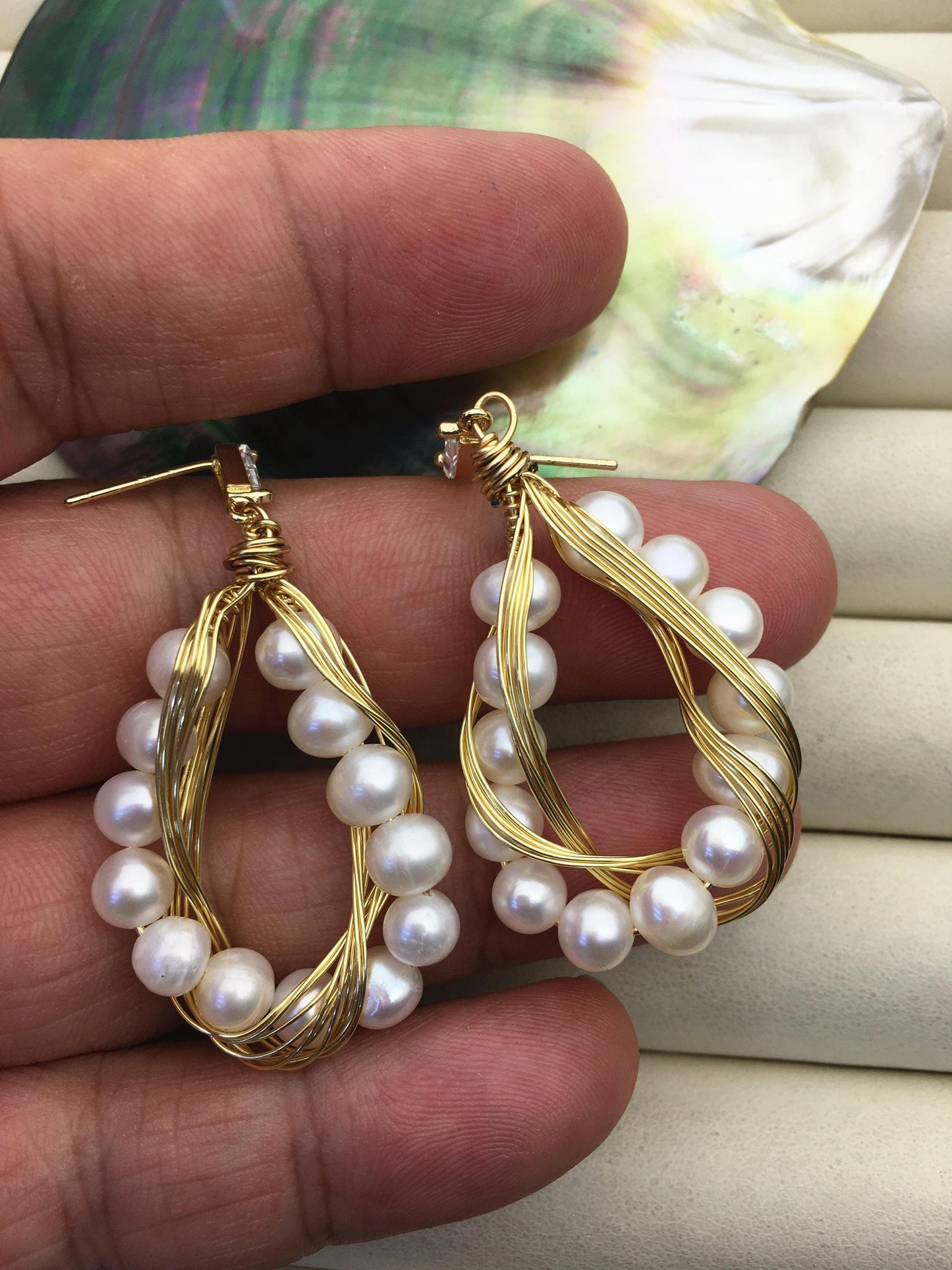 white pearl hook earrings,earring with white baroque Natural Pearl,SE3-120-3
