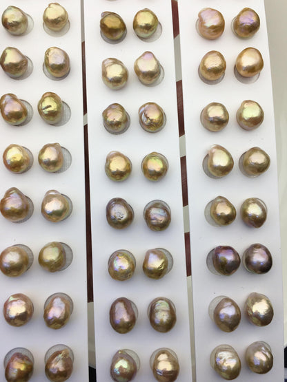 5pairs AAA 9-10mm Natural Rainbow baroque drop edison freshwater pearl Pair,no hole,ED11-3A-2-3