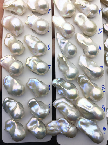 1 pair AAA 14-18x20-28mm White Flameball Pearl Pairs,Baroque Cultured Freshwater Pearl,0.9mm top ahlf hole,flameball pearls,FL15-3A-8-44