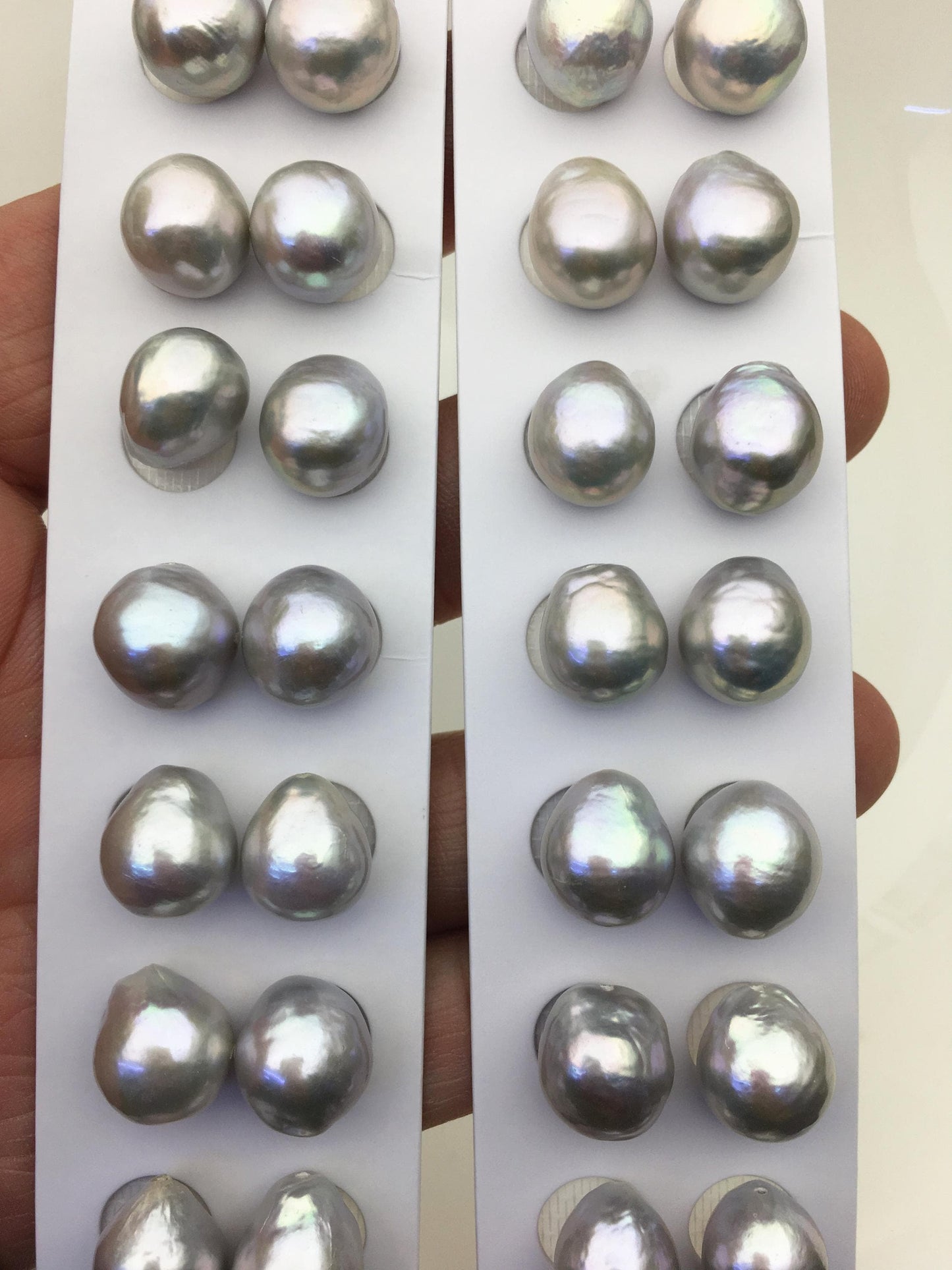 5pairs AAA 11-12mm Gray baroque drop edison freshwater pearl Pair,top half hole,ED11-3A-2-41