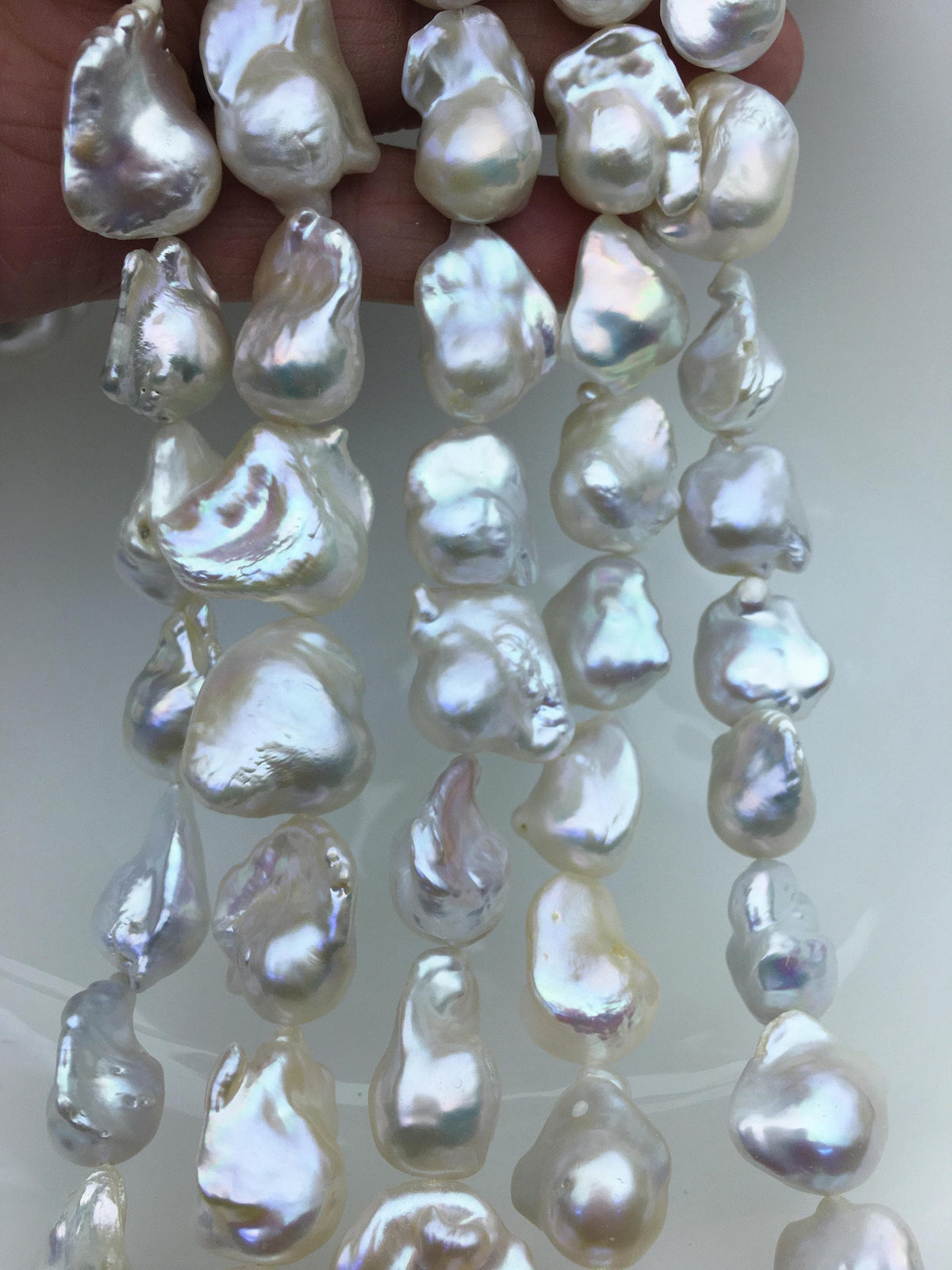 15.5'' AAA 13-17mm white flame ball pearl,FL15-3A-7-43