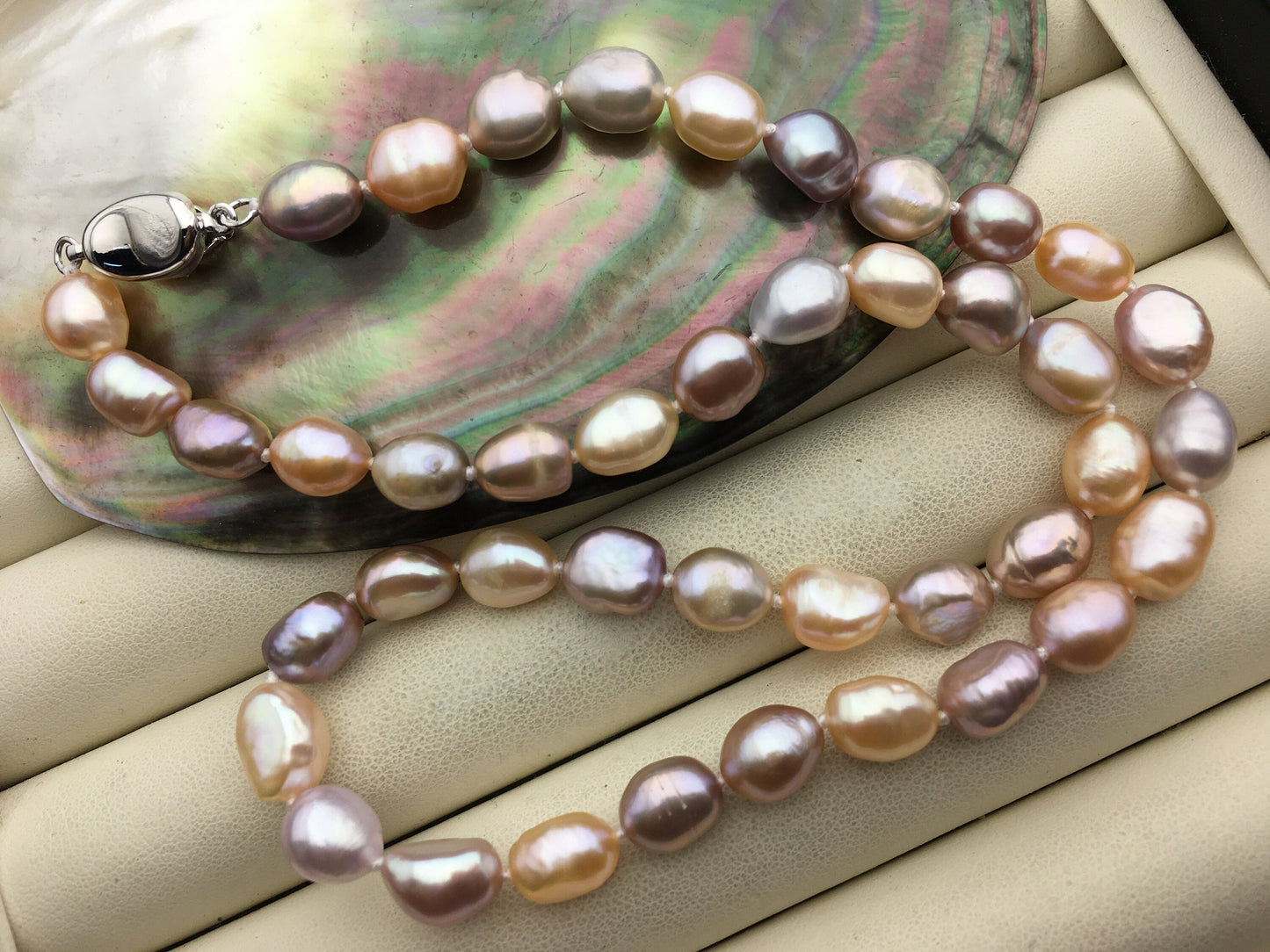 17.5'' AA+ 8mm Mix Color Nugget Pearl necklace,white pink purple freshwater pearl necklace, NPN1-100